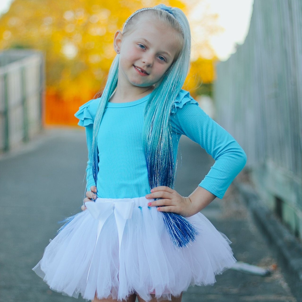 elsa-frozen-mermaid-hair-extensions-reusable-ponytail-kids-festival-silver-blue
