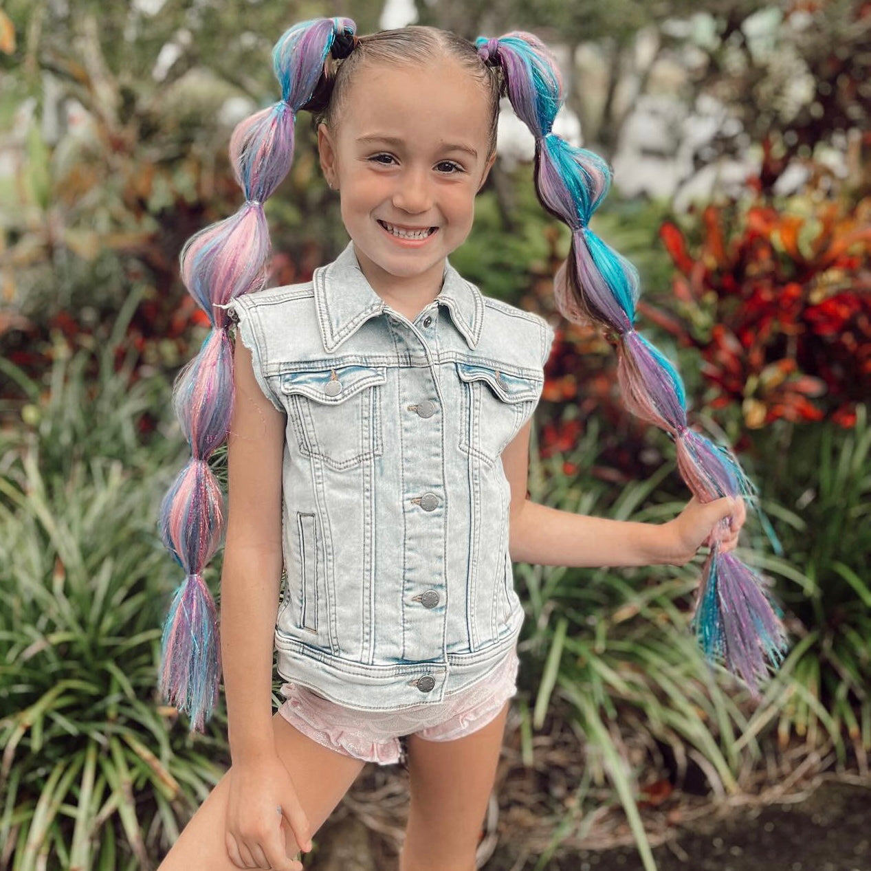mermaid-hair-extensions-reusable-ponytail-kids-festival-pink-purple-blue