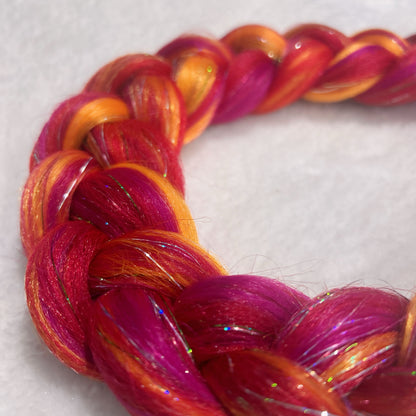 pink-orange-red-mermaid-hair-extensions-reusable-ponytail-kids-festival-plait
