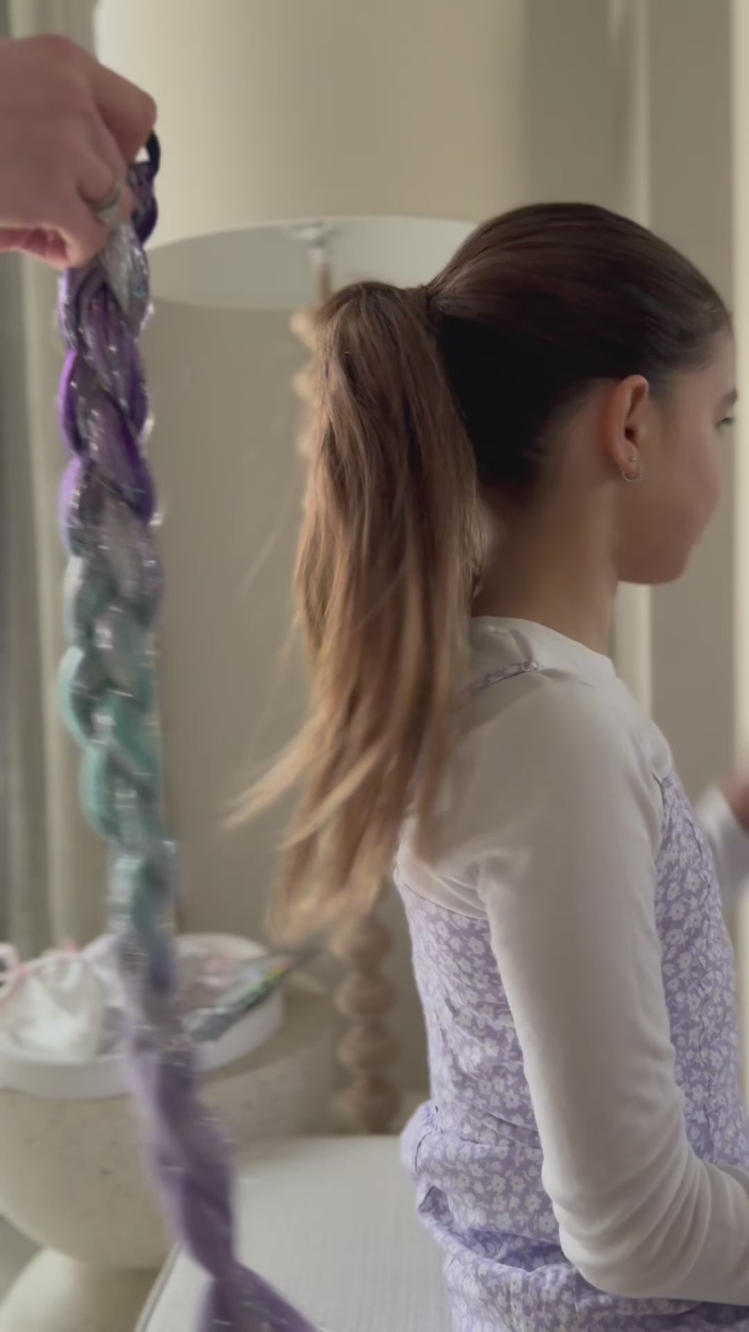 Load video: Mermaid-hair-extensions-australia-reusable-ponytail-application-video